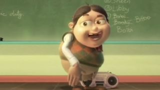 Bolbi Stroganofsky slapping himself in front of a chalkboard on The Adventures Of Jimmy Neutron: Boy Genius