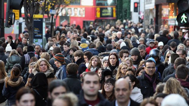 Consumers peruse the shops on Oxford Street