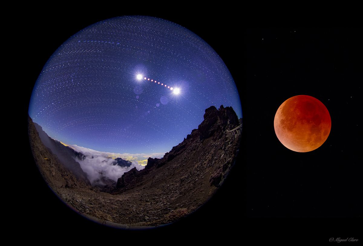 Rare 'Supermoon' Eclipse Glows Blood Red Above the Canary Islands