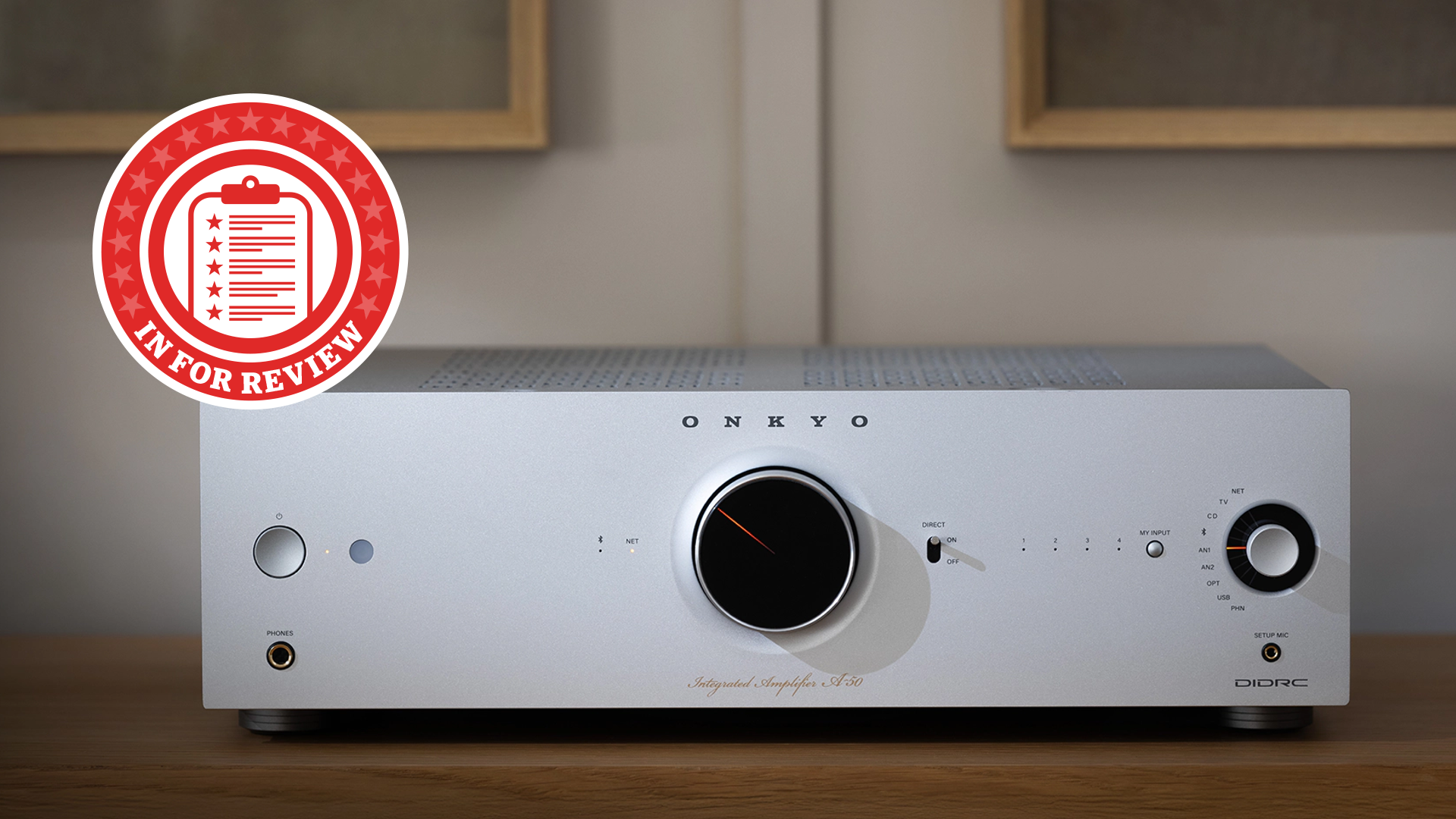 Onkyo Icon A-50 with In For Review logo