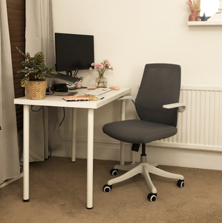 home office space with desk chair and desk
