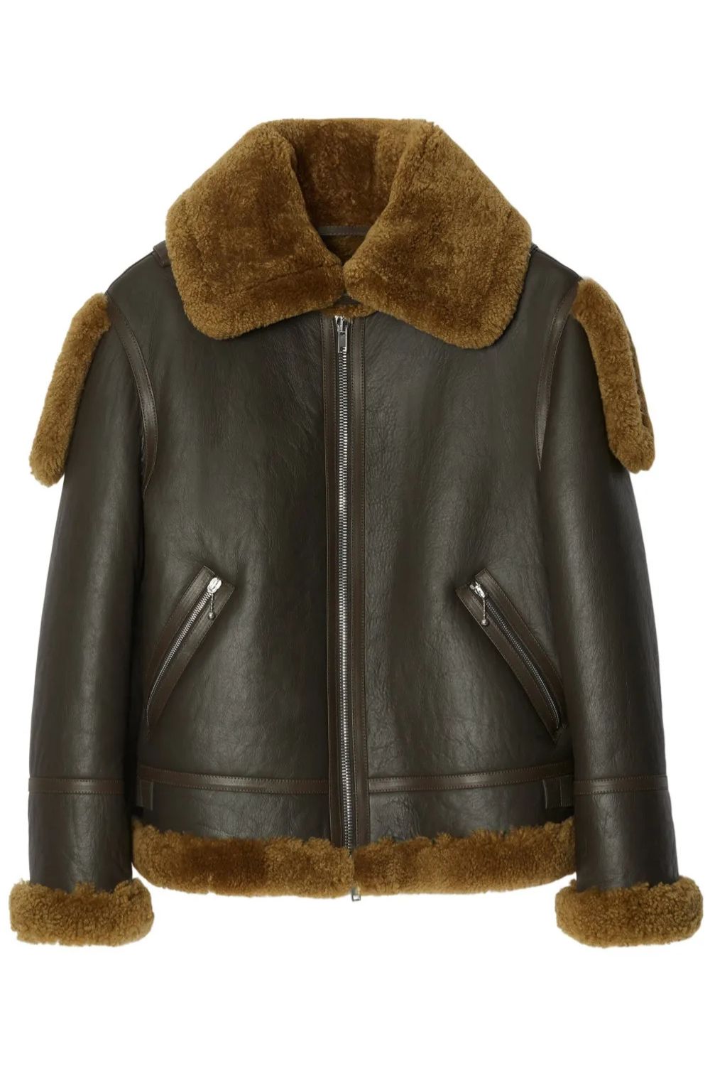 Chaqueta de aviador de piel de oveja Burberry