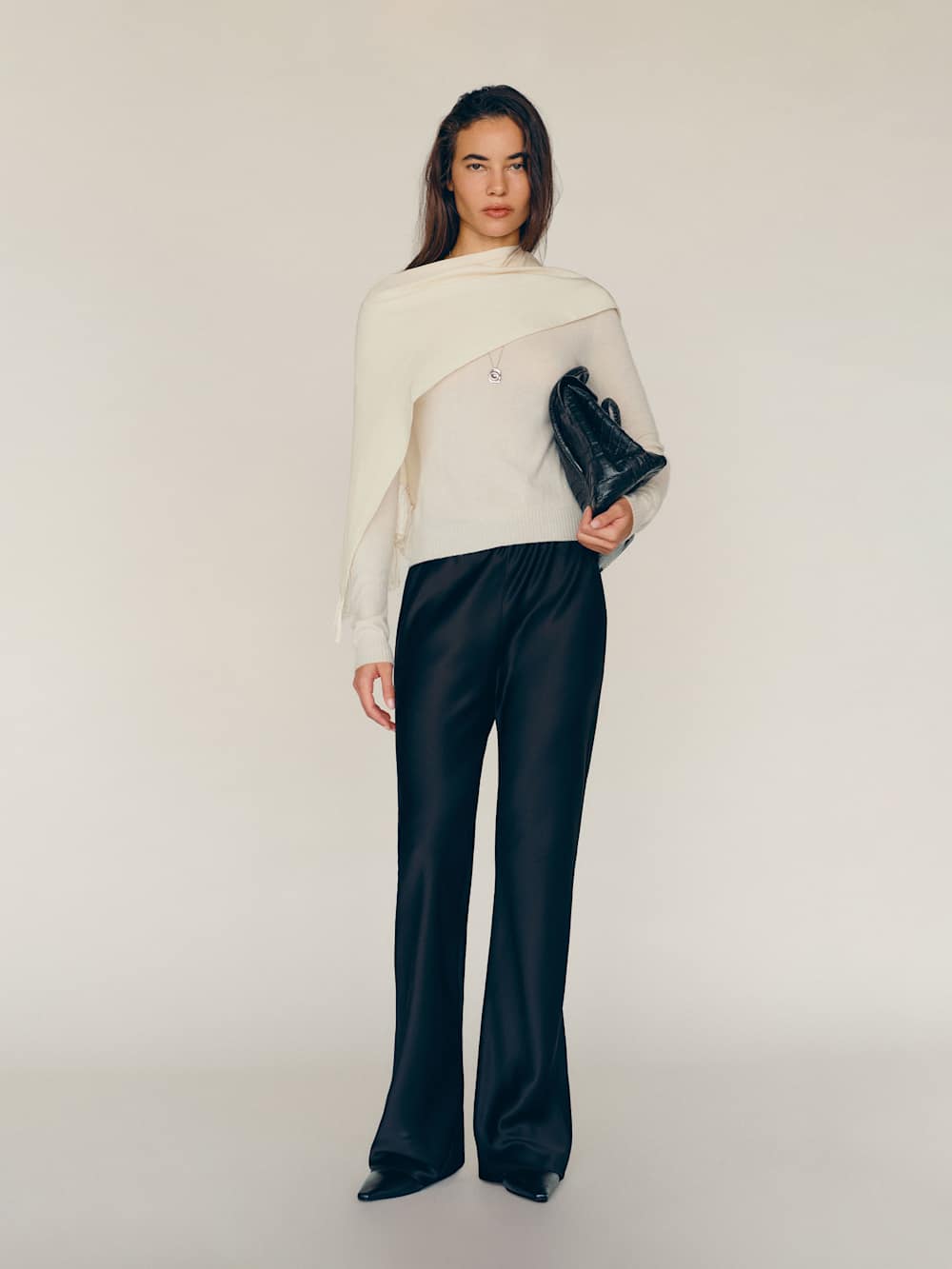 Gale Satin Mid Rise Bias Pant