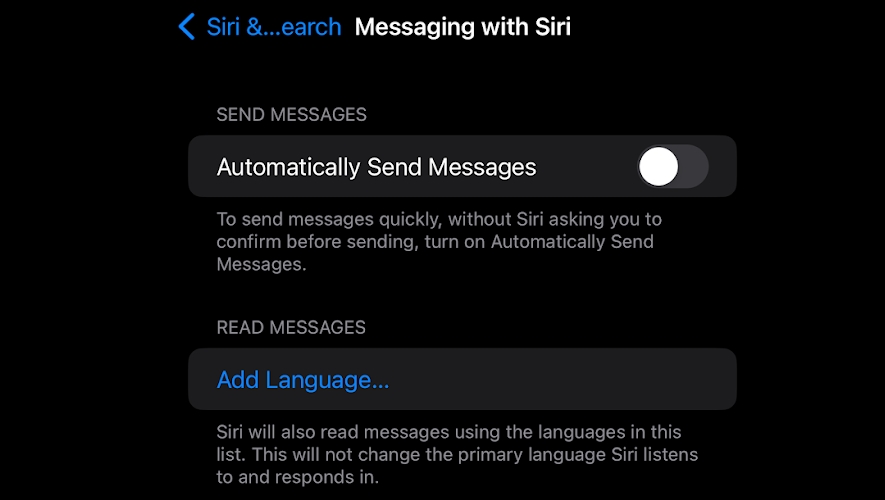 Siri settings in iOS 17.4