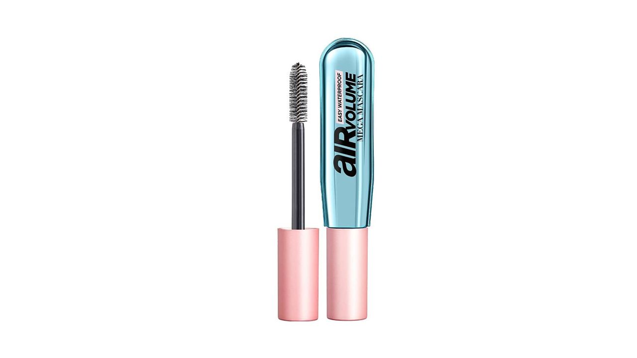 A blue chrome L'Oreal mascara tube with a rose gold top for the best L'Oreal mascara.