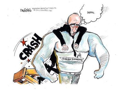 Political cartoon Putin falling oil prices