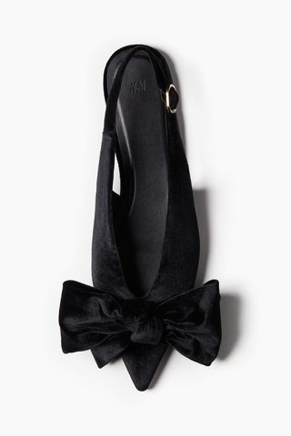 Bow-Detail Velour Slingbacks