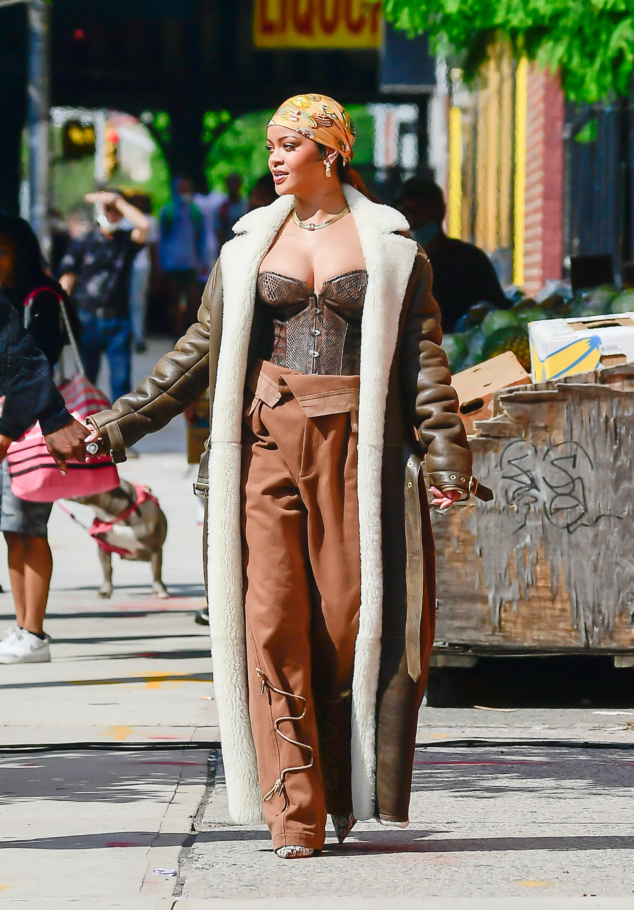 NEW YORK, NY - JULY 10: Rihanna is seen filming a music video in the Bronx on July 10, 2021 in New York City. (Photo by Raymond Hall/GC Images)