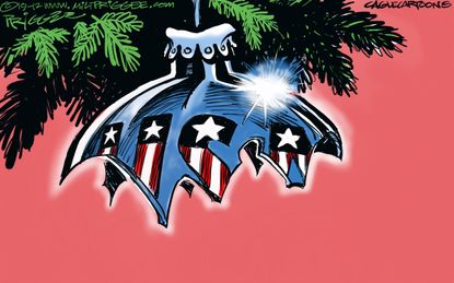 Political Cartoon U.S. Christmas Ornament America Broken