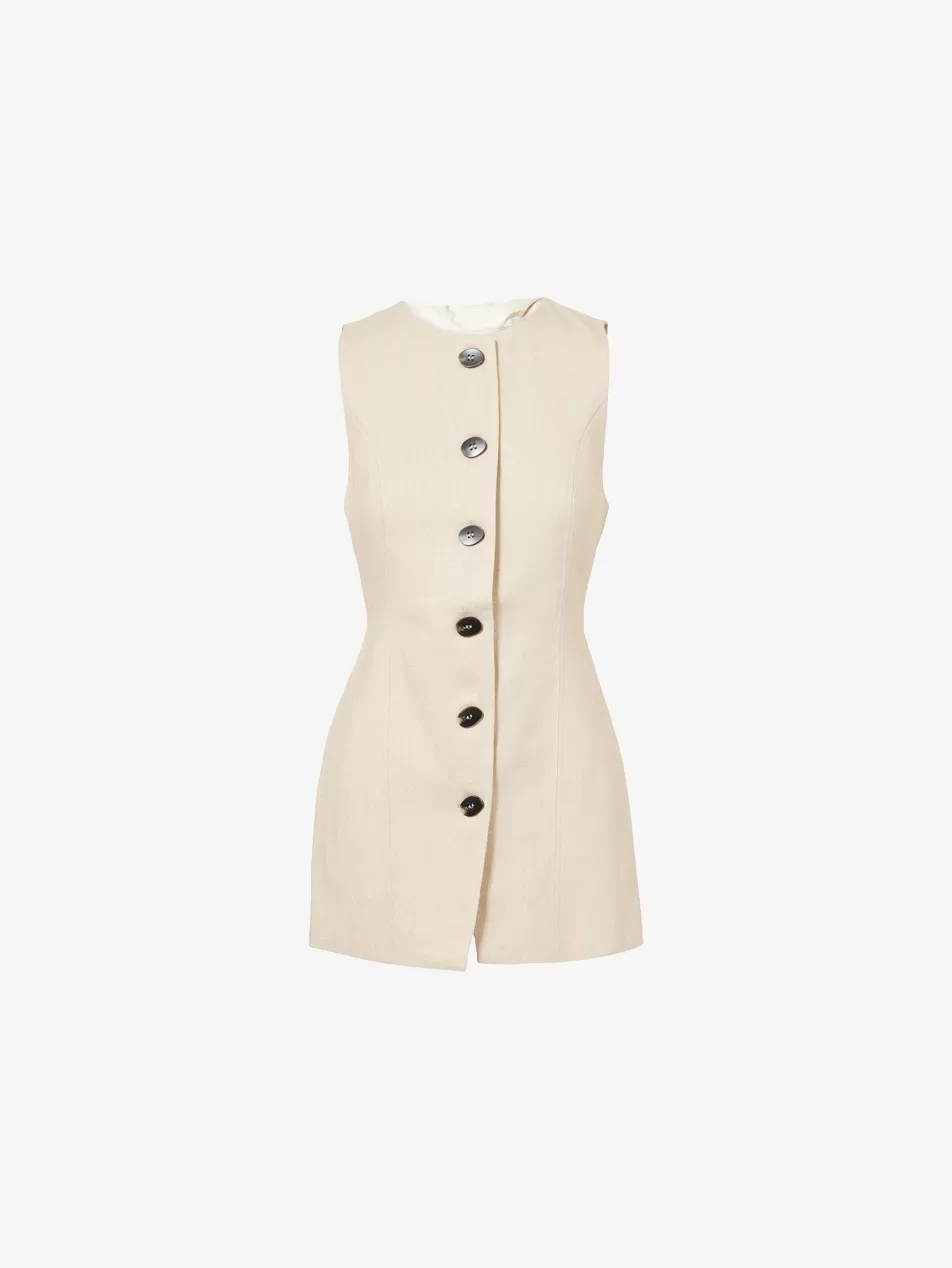Frankie Tie-Waist Tweed Vest