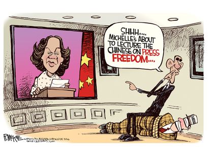 Political cartoon Michelle Obama China press
