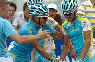 The celebrations begin for the boys from Astana.