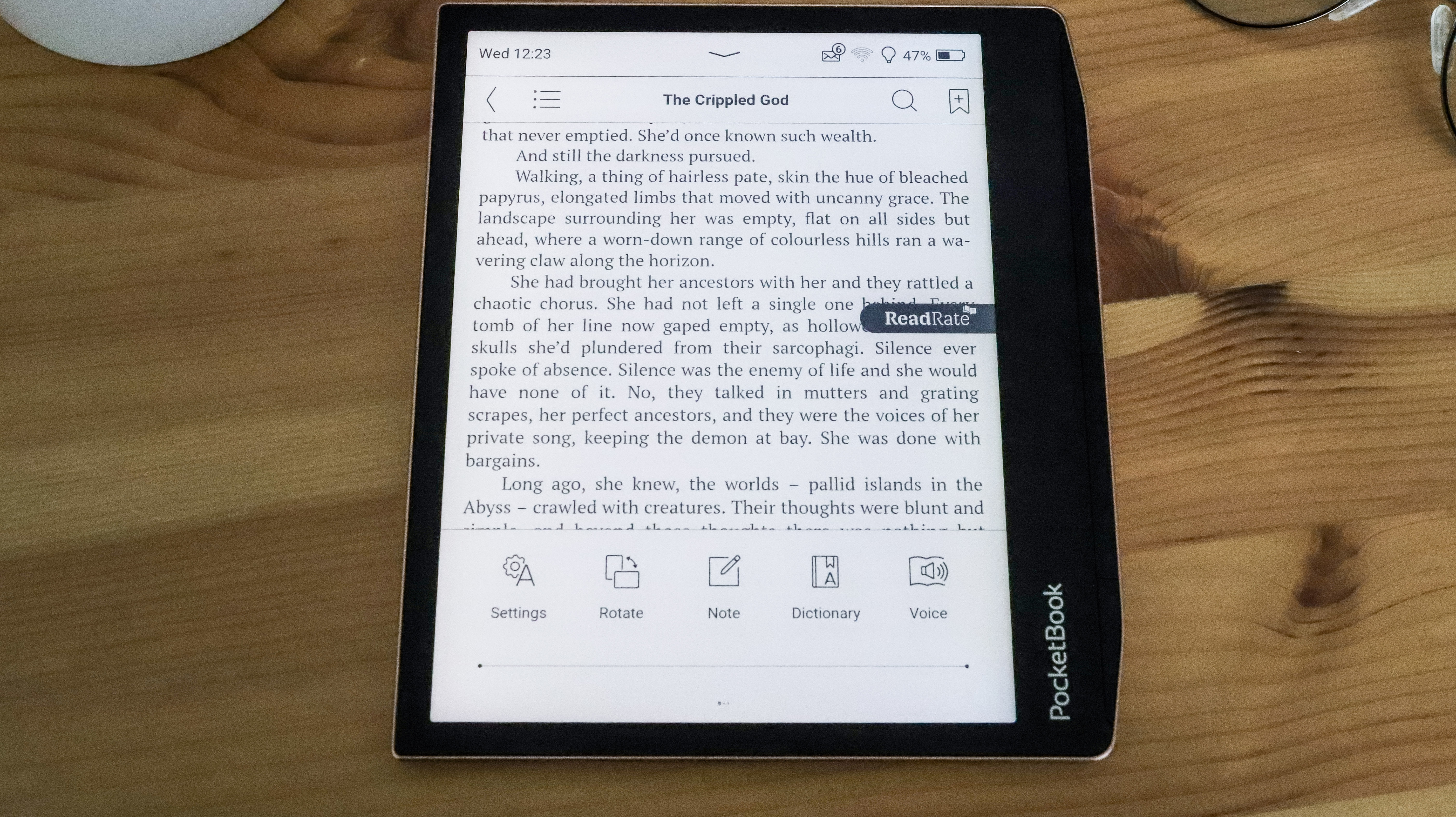 PocketBook Era's on-page menu system