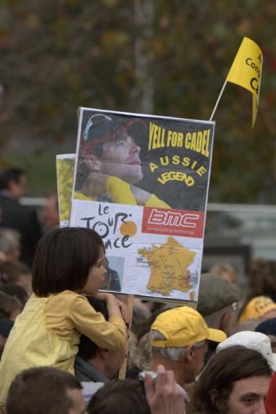 One of the many home-made signs in the crowd