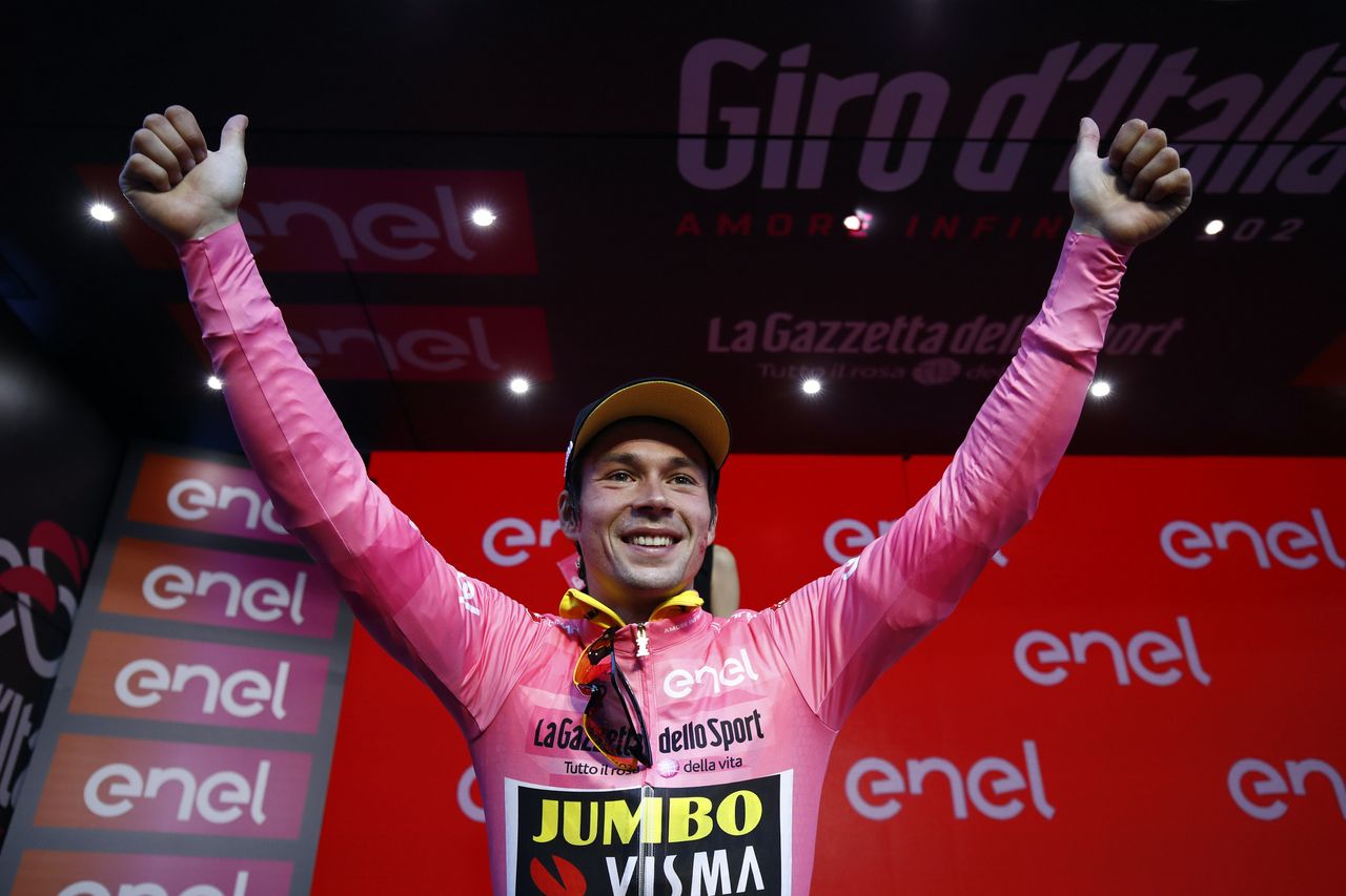 Roglic celebrates his victory