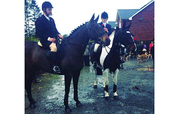 Father and daughter at the opening meet of the Irfon &amp;amp; Towy foxhounds in Powys, Wales. Father ??? is 66 now and is back hunting having not been on a horse for 15 years Credit Sarah Jones