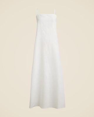 Linen-Cotton Blend Tie-Back Midi Dress