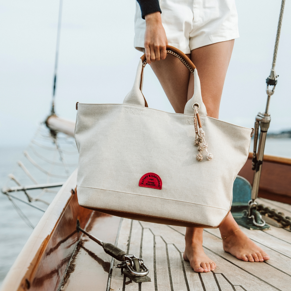 Ratsey &amp; Lapthorn cream summer canvas bags