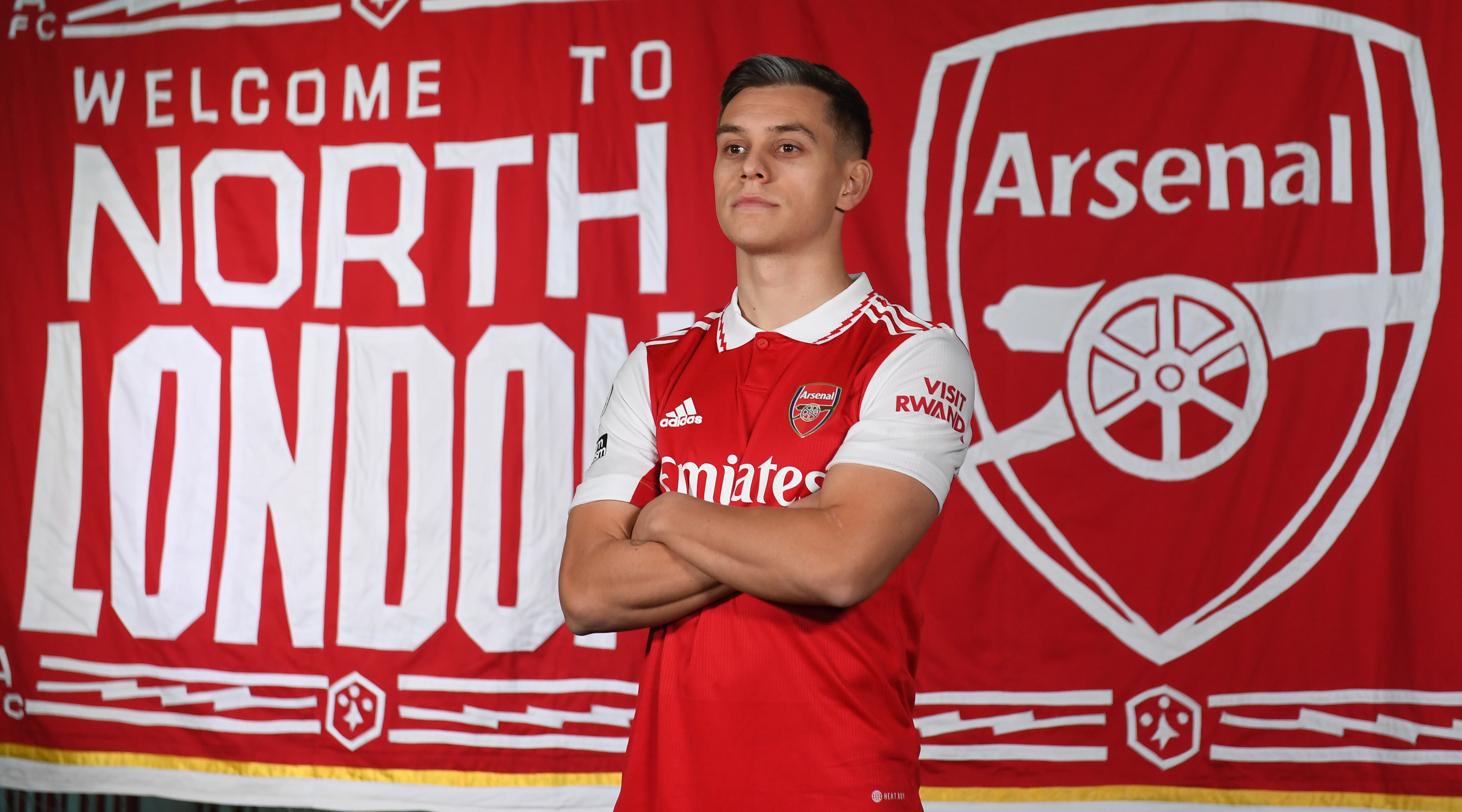 Leandro Trossard is unveiled after signing for Arsenal on 20 January, 2023.