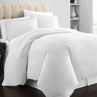 Pizuna 400 Thread Count Cotton Emperor-Duvet-Cover Sets White, 100% Long Staple Cotton White-Bedding Set, Luxury Soft Sateen Emperor Quilt-Cover White (100% Cotton White Duvet Cover)