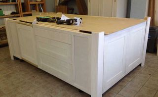 kitchen island ready for painting