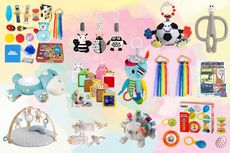 Collage showing the best sensory toys for babies