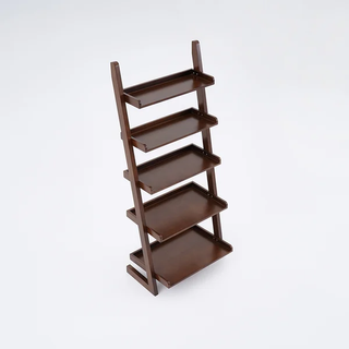 wooden brown ladder bookshelf