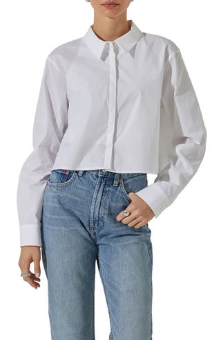 Tie Back Crop Button-Up Shirt