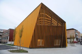 The new building, incorporating a library
