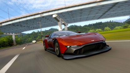 Forza Horizon 6 aston martin vulcan driving under a bridge