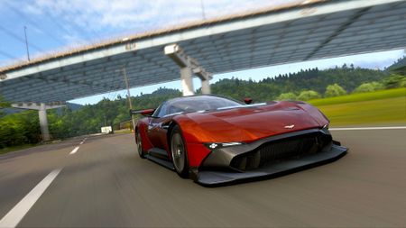 Forza Horizon 6 aston martin vulcan driving under a bridge