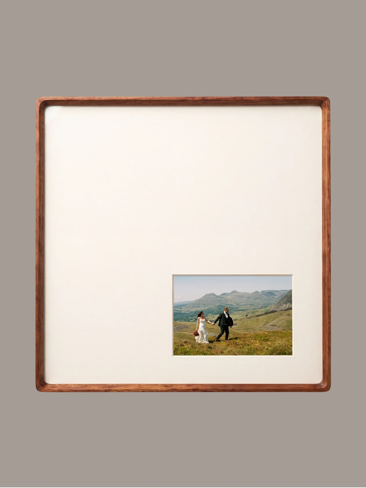 Stonebridge Frames, Bevelled Walnut Frame 35 X 35 Cm - White Offset Mount