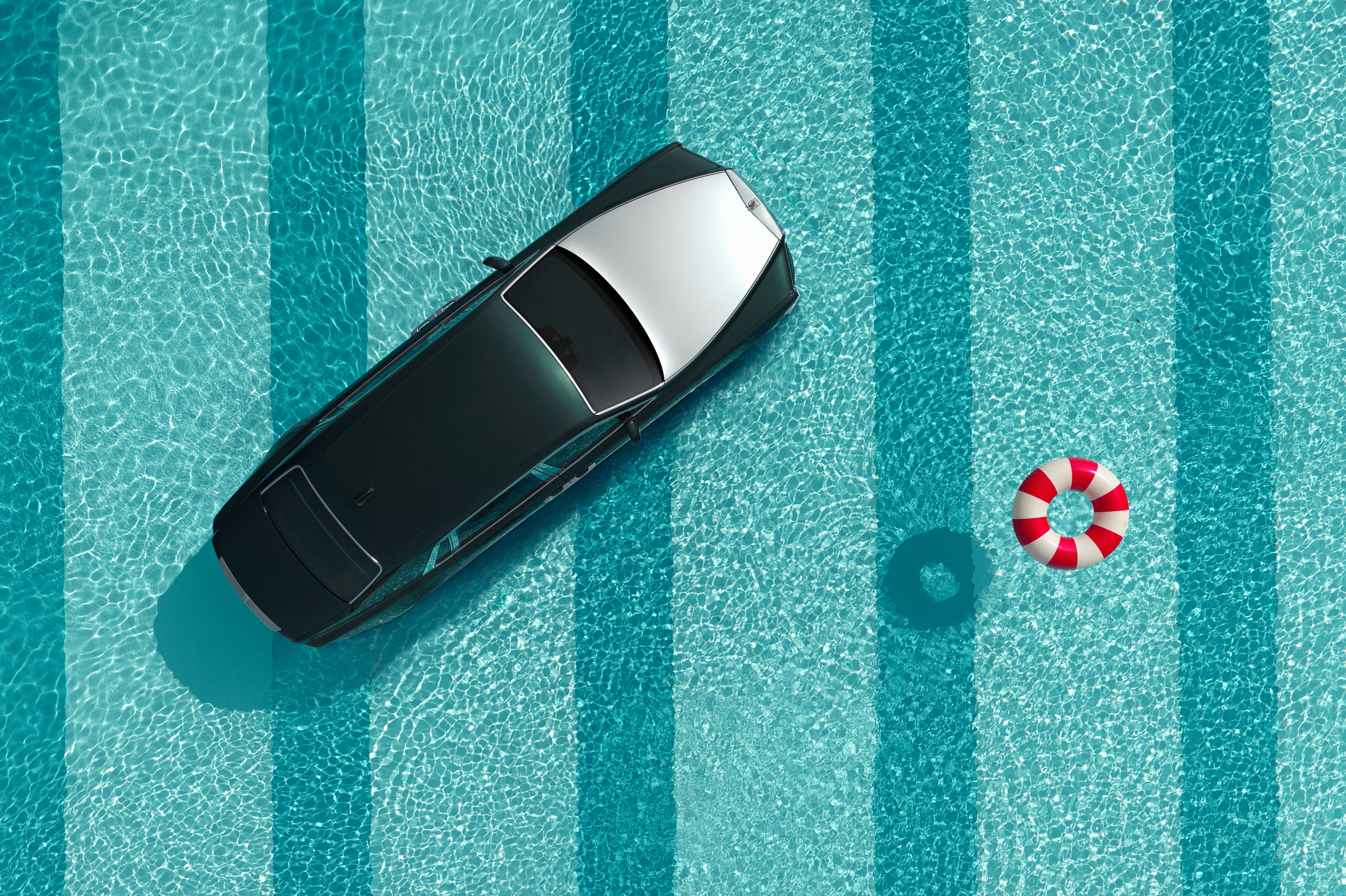 A rolls royce in the Plymouth Lido. It's not all the way underwater