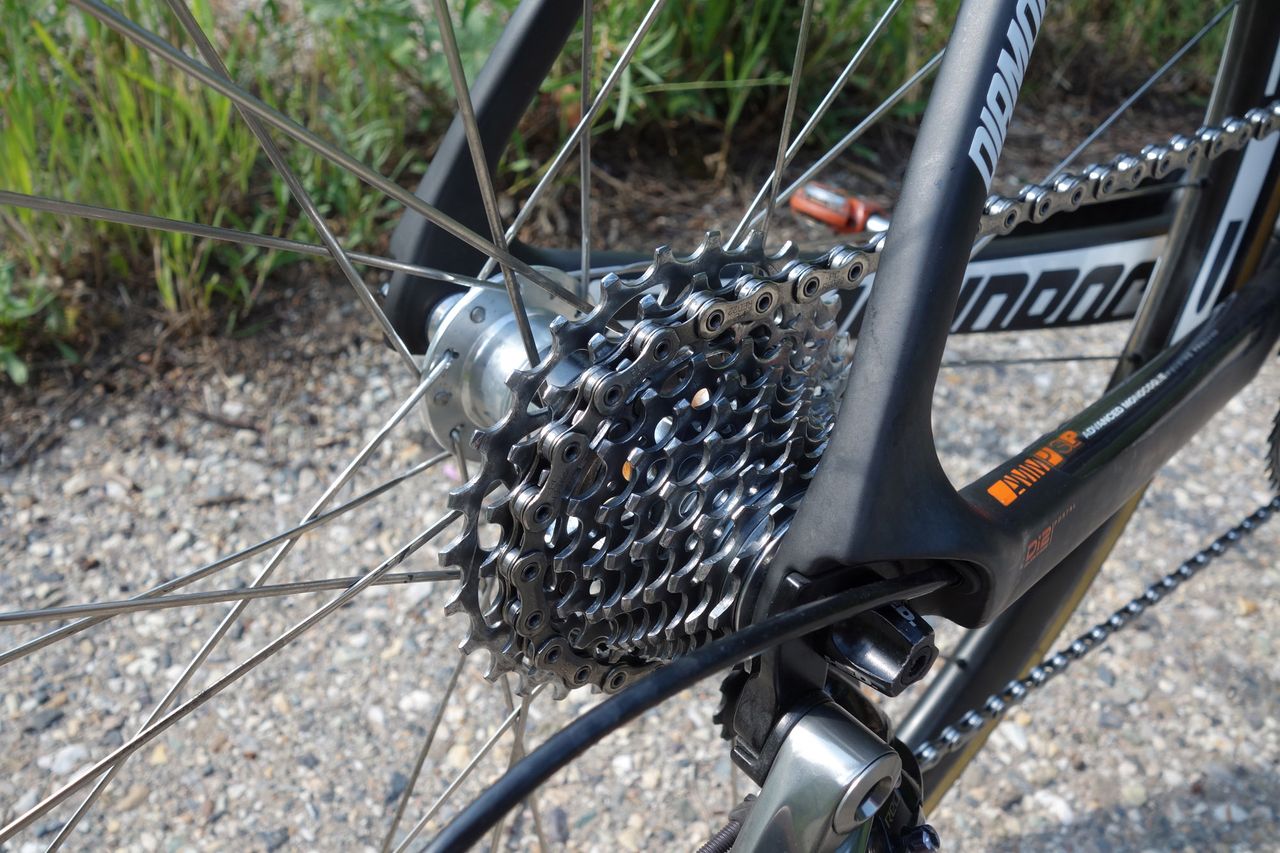 For the steep pitches of Big Cottonwood Canyon, Kuss&rsquo;s Diamondback was equipped with a 32-tooth cassette.