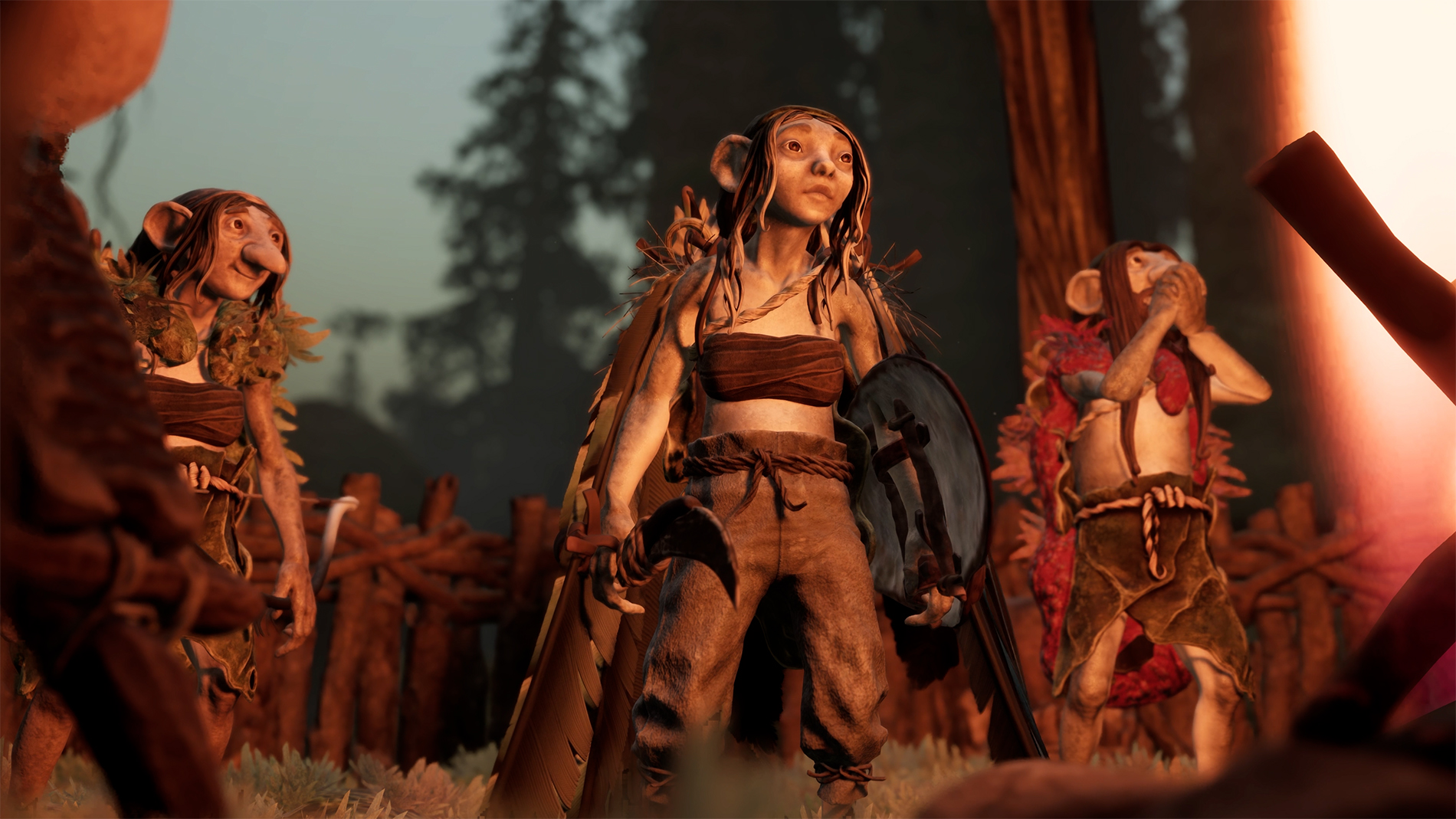 Gnomes looking at a campfire