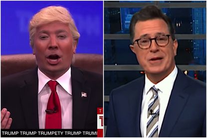 Stephen Colbert and Jimmy Fallon on Trump and collusion