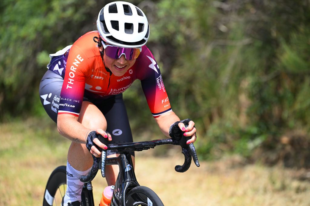 Audrey Cordon-Ragot (Human Powered Heatlth) launched a powerful solo move but was reeled in
