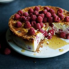 Vanilla and Raspberry Cheesecake photo from James Martin Slow Cooking