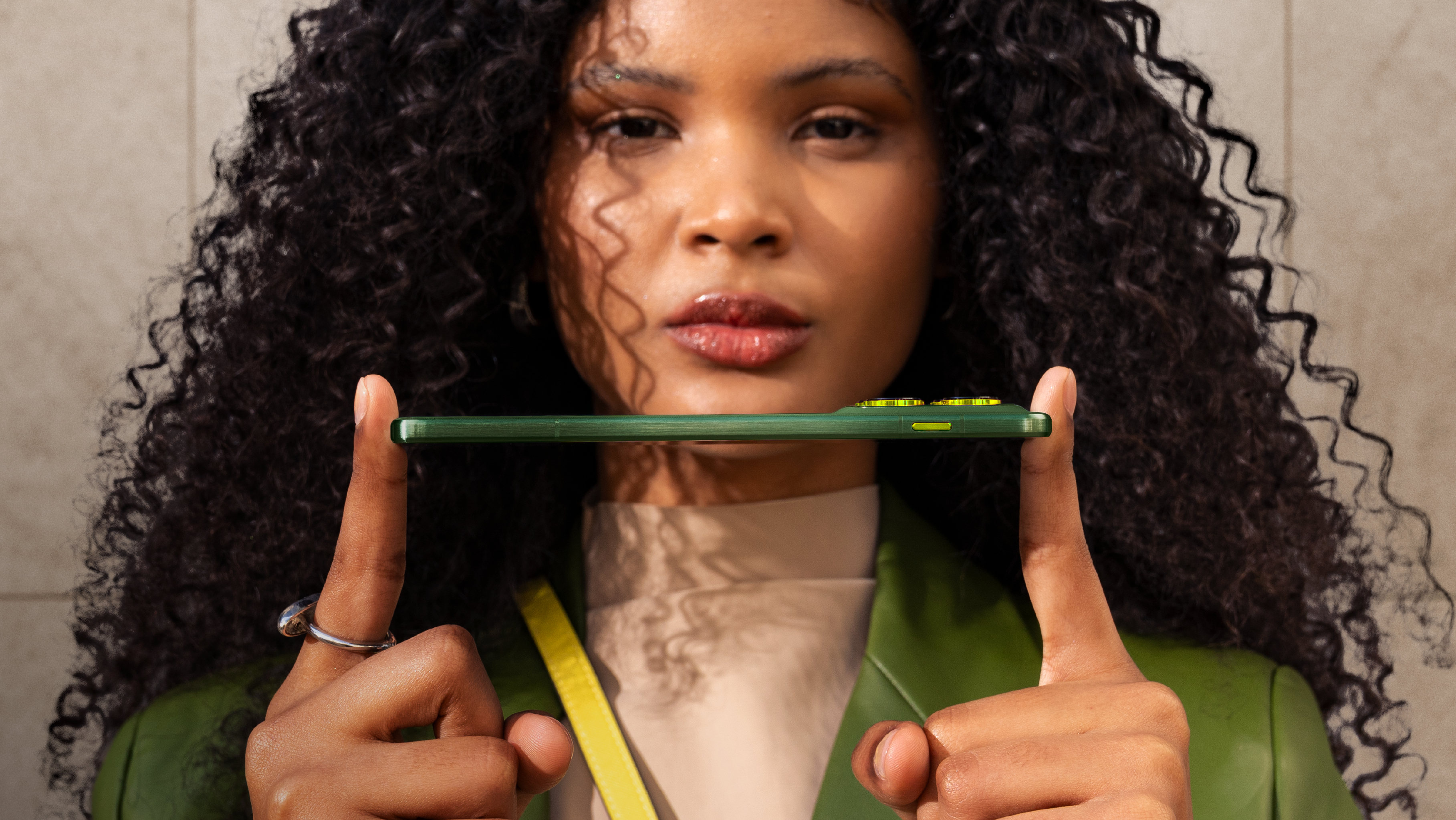 The Motorola Edge 70 in Bronze Green