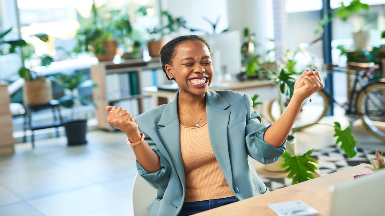 woman celebrating