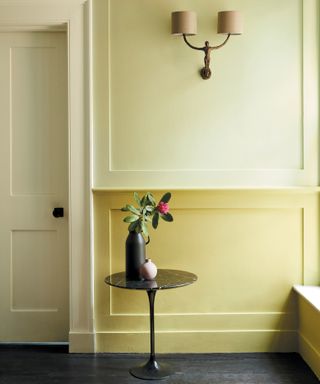 Yellow and green painted hallway