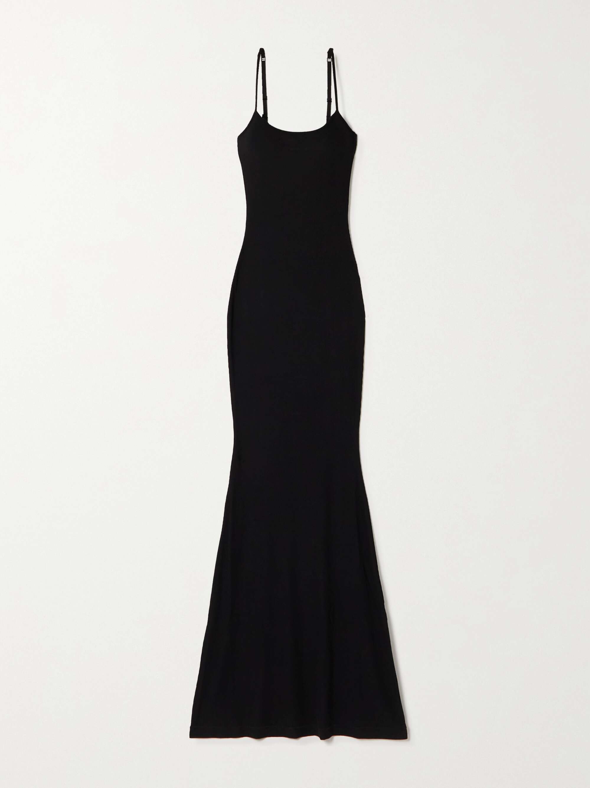 Soft Lounge Ribbed Long Stretch-Modal Slip Dress - Onyx