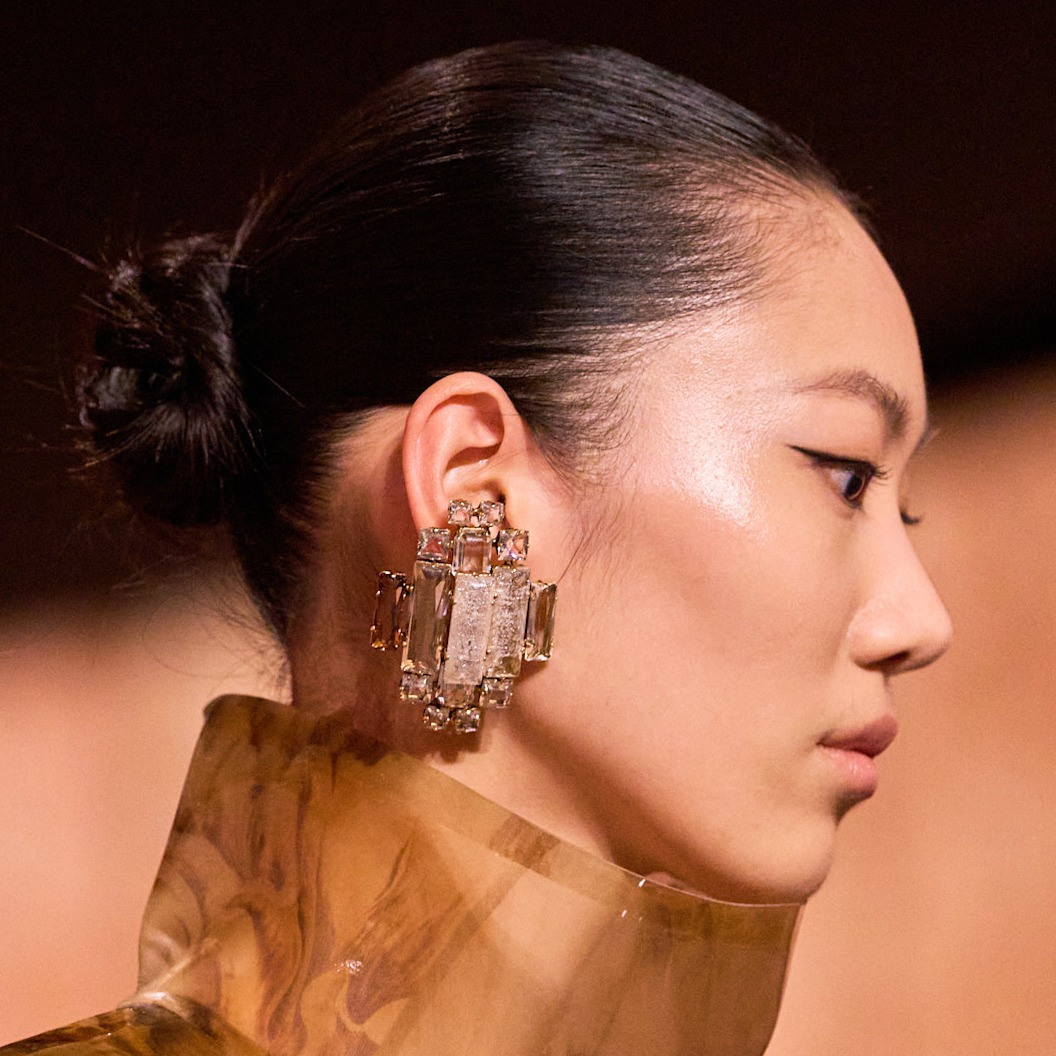 a model walks in saint laurent fall winter 2025 show