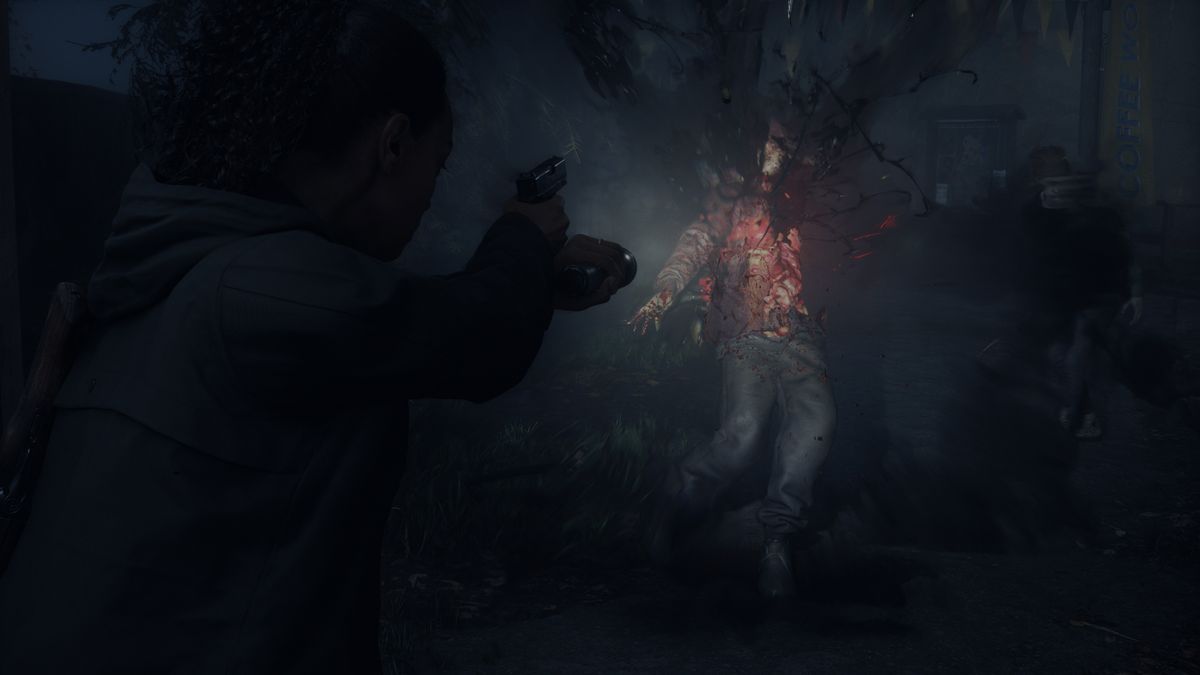 Alan Wake 2 screenshot showing Saga Anderson exploring Bright Falls