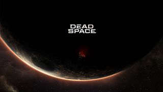 En promobild för Dead Space, där spelets namn står skrivet på en mörk himlakropp med ljus runt dess konturer.