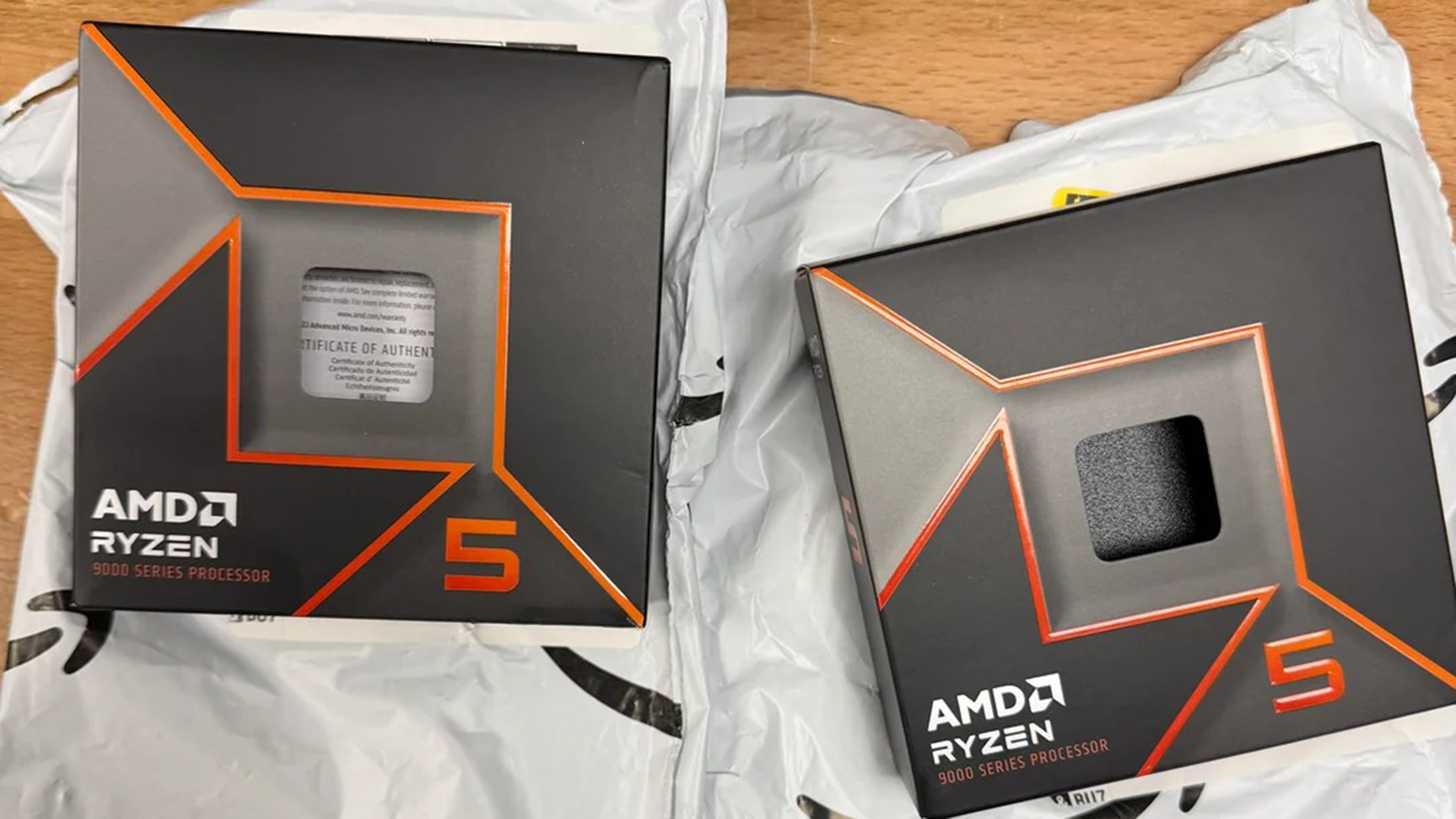 Alleged empty boxes of the AMD Ryzen 5 9600x received by a PC shop from Amazon