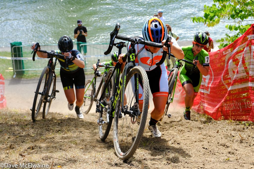 Rebecca Fahringer (Amy D Foundation) racing to a second place finish.