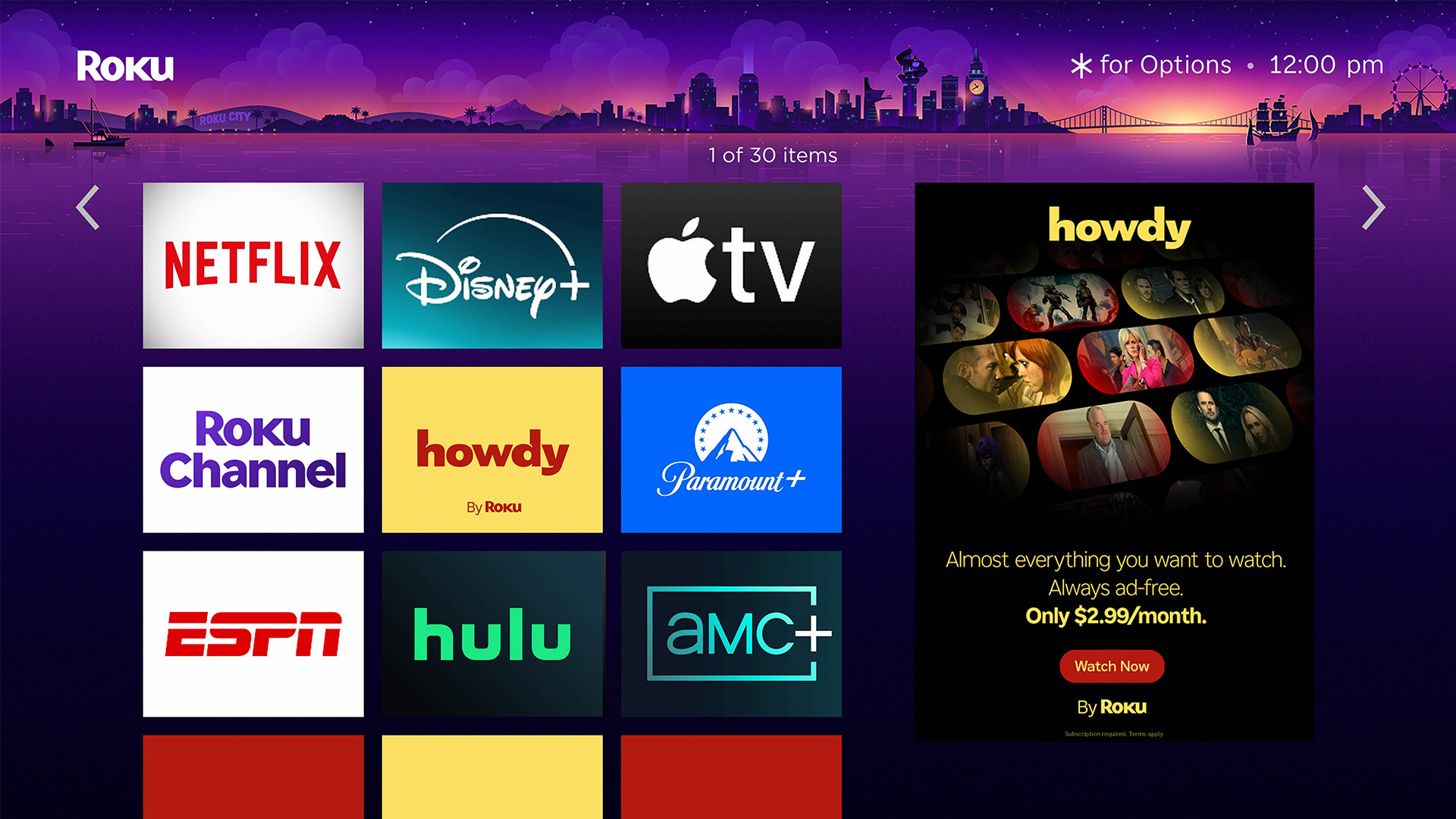 A promotional image for the new streaming service Howdy from Roku