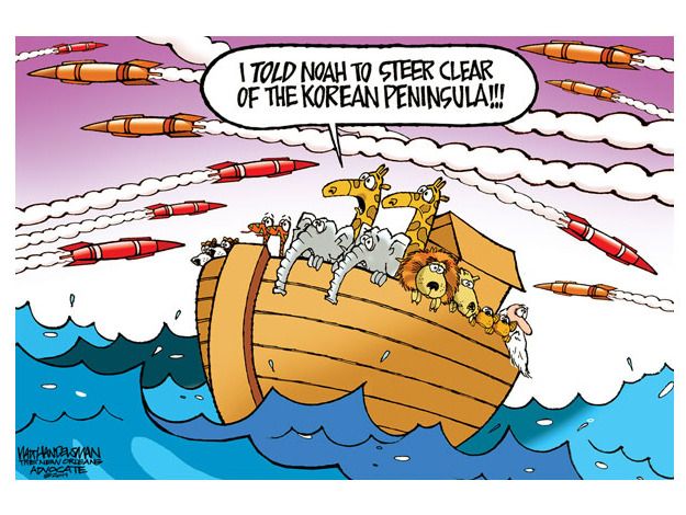 Editorial cartoon Noah movie North Korea