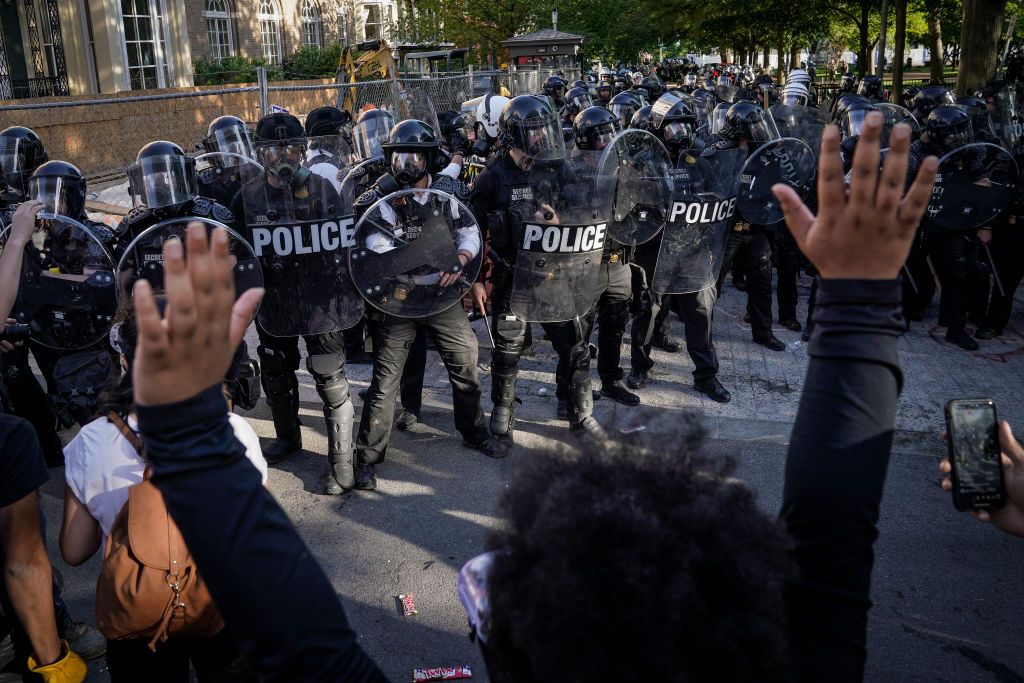 Protesters face police in Washington D.C.